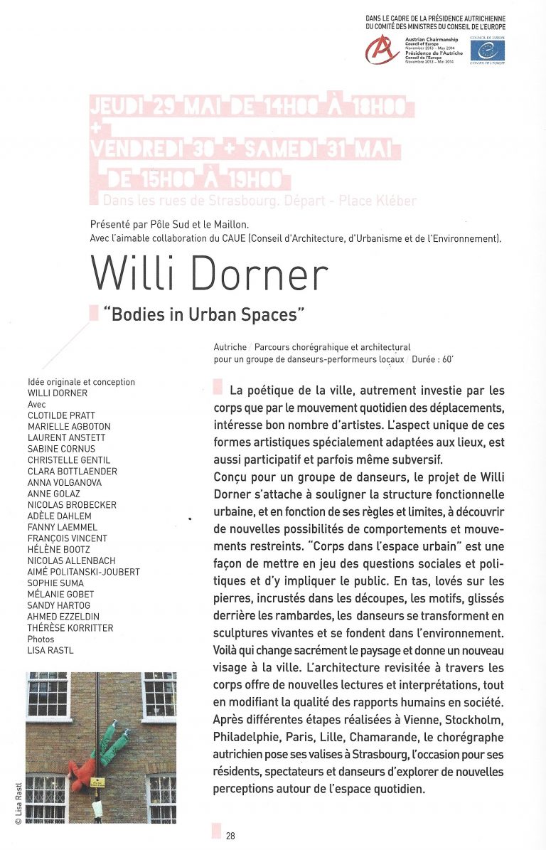 Bodies in urban space, Willi Dorner, Pôle Sud, Strasbourg.
