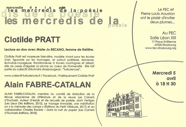 Lecture Carnet du Maroc, avec Marie-Jo Bekano. avril 2023 au FEC, Strasbourg.